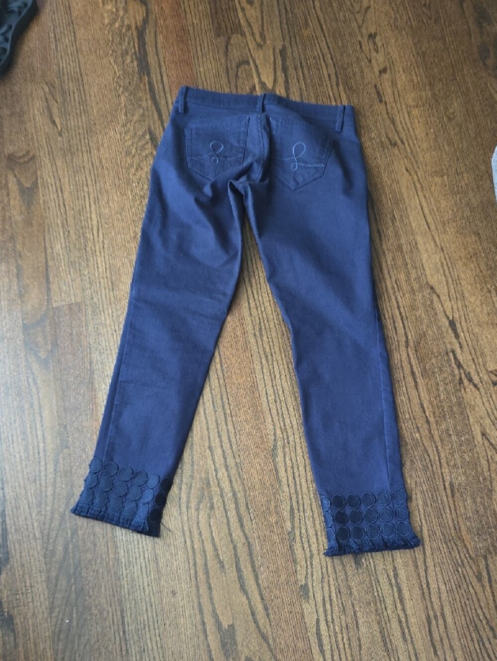 Lilly Pulitzer Navy Pants with Pink Logo Tabs and Gold Buttons - Picture 2 of 4
